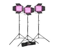 Godox Litemons LP400R RGB LED Continuous Lighting Panel Three Head Kit - 36W, 1,800-10,000K, CRI: Average ≥96, TLCI: Average ≥96, Light Net. Weight 880g, 66-190cm Stand, 3kg Max. Load Capacity