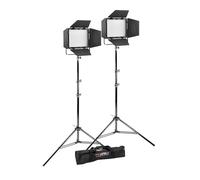 Godox Litemons LP600BI Bi-Colour LED Continuous Twin Lighting Kit - 60W, 2,800-6,500K, 0%-100% Brightness Range, CRI & TLCI: Average ≥96, 66-190cm Light Stand, 3kg Max Load Capacity, Nylon Stand Bag