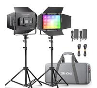 Godox Litemons LP600R 2-Light Kit RGB LED Continuous Lighting Panel 60W CCT 1800K-10000K Supports APP Control with Barndoors, Light Stands