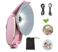 Godox Lux Senior Retro Camera Flash 6000±200K GN14 1700mAh Speedlite Auto/Manual Portable Collapsible Reflector Speedlight for Sony Canon Nikon Fuji Olympus Pentax DSLR Cameras (Rose Pink)