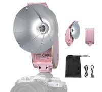 Godox Lux Senior Retro Camera Flash kit with Diffuser, GN14 1700mAh 6000K±200K CCT, Automatic & Manual Modes 1/1-1/64 Flash Power (Rose Pink)