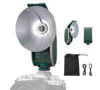 Godox Lux Senior Retro Camera Flash kit with Diffuser, GN14 1700mAh 6000K±200K CCT, Automatic & Manual Modes 1/1-1/64 Flash Power (Forest Green)