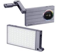 Godox M1 RGB LED Video Light Panel, Full Color on Camera Video Lights with Music Mode, Pocket Size Rechargeable Light with Lithium Battery, RGB Mode, CCT Mode and 15 Light Effects Scenario (Gray)