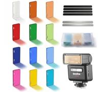 Godox MA02 Magnetic Flash Accessories Kit, for Godox iT32 iT30Pro iM30 Mini Flashes, 12 Color Gels, Matte Silver & Black Magnetic Strips, Portable Light Modifier Set
