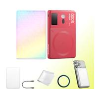 Godox MA5R 2 in 1 RGB Led Video Light with Magnetic Charing, CCT 1800K-10000K, 14 Lighting Effects, Full Color Selfie Fill Light, Supports NFC APP Control (Red)