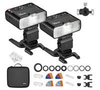Godox MF12-K2 Macro Flash 2-Light Kit, GN16.1 12W Mini Speedlight with 1.7s Recycle, 500 Full Power Pops, Built-in 2.4G Wireless X System & Lithium Battery, TTL/M Mode for Jewelry Food Plant