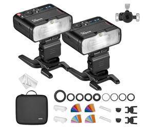 Godox MF12-K2 Macro Flash 2-Light Kit, GN16.1 12W Mini Speedlight with 1.7s Recycle, 500 Full Power Pops, Built-in 2.4G Wireless X System & Lithium Battery, TTL/M Mode for Jewelry Food Plant