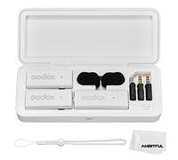 GODOX MoveLink Mini LT KIT 2 2.4GHz Wireless Microphone Lapel Mic 2X TX Transmitters + 1x Receiver with Charging Case for iPhone Lightning iPad Smartphone - White