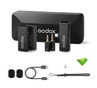 GODOX MoveLink Mini LT Kit 2 Wireless Lavalier Microphone for iPhone for iPad, 2.4G Lavalier Mic 100m(328ft.) Range, Lapel Microphone for DSLR Cameras Vlogging, TikTok, Interviewing, YouTube (Black)