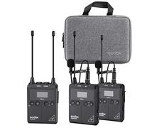 Godox Pro Real-time Monitoring Wireless Lavalier Microphone System WMicS1 Kit, 2x Transmitter TX1 + 1x Receiver RX1 with HD OLED, 96 Channel, Anti-image Interference, Adjustable RF, Long Endurance