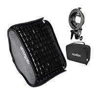 Godox S Type Bracket Bowens Holder S Mount Holder with Foldable 60x60cm /24x24 inches Softbox and Honeycomb Grid & Bag Kit for Flash Camera Studio Photography