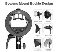 GODOX S2 Speedlite Bracket S1 Updated S-Type Bowens Flash Holder Mount for Godox V1 V860III AD200 AD400Pro TT600 Snoot Softbox S2 Bracket for V1