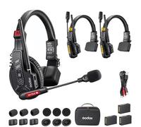 GODOX SKYTALK AIR 3S Wireless Remote Headset Full-Duplex Wireless Intercom System, 500M 20H Runtime ENC Noise Cancellation, Team Communication with Single Ear Headset for Live Show(3 Set)