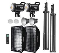 Godox SL60II-D LED Video Light Kit 2Pack Continuous light Set, Square Grid Softbox,Light Stand, Remote Control & Honeycomb Grid for Studio Video Recording, Filming, Podcast (2PCS)