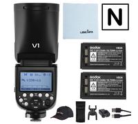 Godox Strobe Light V1-Nikon Round Head Camera Flash Speedlite Kit for Portrait Photography
