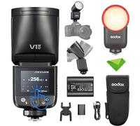 Godox V1 MID C TTL Flash for Canon, Touchscreen Round Head Travel Flash | 1.7s Recycle, 650 Full Power Pops, 2W Modeling Lamp, TTL/HSS 1/8000s, V1MID C Lightweight Speedlight for EOS R5 R6II R8 R50