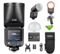 Godox V1 MID F TTL Flash for Fujifilm, Camera Flash with AK-R11 Diffuser | 1.7s Recycle, 650 Full Power Pops, 2W Modeling Lamp, TTL/HSS 1/8000s, V1MID F Lightweight Speedlite for Fuji X-T5 X100VI X-H2
