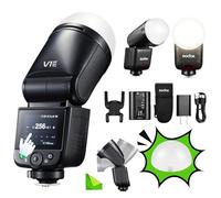 Godox V1 mid F with Diffuser Dome(Godox AK-R11) TTL Round Head Camera Flash for Fujifilm, TTL HSS 1/8000s, Touch Screen, 55Ws On-Camera Speedlite for Fuji X100VI XM5 X-T5 X-S20 X-T30 II X-E5 X-S10