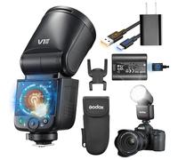 Godox V1 MID N Flash for Nikon Camera, 55W Round Head Speedlite with Touchscreen, 24mm Optics, 650+ Full Power Pops, 1.7s Recycle, TTL/HSS 1/8000s, Magnetic AK-R1 for Nikon Zf Z6II Z8 D850 (V1MID N)