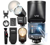 Godox V1 MID N Flash for NIKON with AK-R11 Dome Diffuser, 55Ws Round Head Touchscreen Speedlite, 650+ Flashes,TTL/HSS 1/8000s, V1MID Travel Flash for Z5II Z6III Z8 Z50II Z30 D850 Z5 Z50 ZFC Z6II Z9 Z7