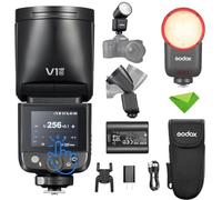 Godox V1 MID N TTL Flash for Nikon, Touchscreen Round Head Travel Flash | 1.7s Recycle, 650 Full Power Pops, 2W Modeling Lamp, TTL/HSS 1/8000s, V1MID N Lightweight Speedlight for Nikon Zf Zfc Z6II Z8