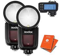 GODOX V1-O Twin Round Head Camera Flash Speedlite Kit w X2T-O Trigger HSS, 480 Full Power Shots, Lithium Battery Compatible for Olympus/Panasonic Cameras + 12 Month Extended Warranty Card (3 Yrs)