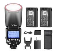 Godox V1 O USA Version Flash for Olympus TTL Round Head Flash Speedlight with 2pack 76Ws 2600mAh Battery 480 Full Power Shots 1/8000s HSS 1.5s Recycle Time 10 Level LED Modeling Lamp (V1 for Olympus)