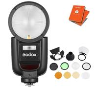 Godox V1 Pro -N AK-R1 Accessory Kit | 76Ws Speedlight DSLR Photography Flash | TTL HSS 1/8000 Built In Wireless 2.4Ghz SU Fill Flash Adapter Rechargeable Battery + 12 Month Extended Warranty (3 Yrs)