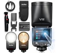 Godox V1 S Flash for Sony, Round Head Speedlite Touchscreen,Upgrade 24mm,650+ Full Power Pops,1.7s Recycle, TTL/HSS 1/8000s Lightweight Travel Flash for A7C II A6700 A7IV ZV-E1 Fits AK-R1