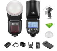 Godox V1 S with Diffuser Dome(Godox AK-R11) Round Head Flash for Sony, 76Ws 2.4G TTL 1/8000 HSS Speedlight Speedlite Light, 1.5s Recycle Time, LED Modeling Light,10 Levels LED Modeling Lamp
