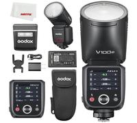 Godox V100 C V100C 100Ws TTL Li-ion Round Head Flash, 400 Full Power Flashes, 1.7s Recycle Time, SU-1 Sub Flash,One-Tap Pairing with X3,Touchscreen Flash Compatible with Canon Cameras
