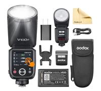 Godox V100-F V100 F Round Head Camera Flash TTL Speedlite Compatible for Fuji 2.4G Wireless TTL Speedlight Strobe 100Ws HSS 1/8000s with Li-ion Flash Battery Support Type-C