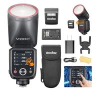 Godox V100-S U Flash for Sony Camera 100W TTL Round Head Flash with Touch Screen Upgrade V1 Pro S U 2980 mAh Battry 70 Full Power Consecutive Flash V100 for Sony ZV-E10, α77II, α99, α77, DSC-RX10 etc