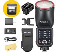 Godox V100C V100 C Round Head Camera Flash with X3-C Flash Trigger for Canon,100Ws 2.4G TTL1/8000 HSS,400 Full Power Flashes,7.2V/2980mAh Li-ion Battery,1.7s Recycle Time,LED Modeling Lamp