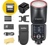 Godox V100F V100 F V100-F USA Version Round Head Camera Flash with X3-C Flash Trigger for Fujifilm Fuji,100Ws 2.4G TTL1/8000 HSS,400 Full Power Flashes,1.7s Recycle Time