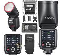 Godox V100N External Flash, V100-N Round Head Touch Screen Flash, 100Ws Global Shutter Flash Sync 1/80000, 1/8000 HSS, Built-in Lithium Battery, 10 Level LED Modeling Lamp, for Nikon Camera