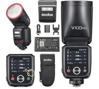 Godox V100S Round Head Flash | Round Head, Touch Screen, 100Ws,Global Shutter Flash Sync 1/80000, 1/8000 HSS, Built-in Lithium Battery