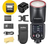 Godox V100S V100 S Round Head Camera Flash with X3-S Flash Trigger for Sony,100Ws 2.4G TTL1/8000 HSS,400 Full Power Flashes,7.2V/2980mAh Li-ion Battery,1.7s Recycle Time,LED Modeling Lamp