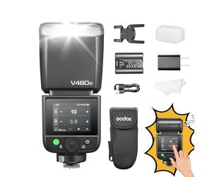Godox V480 F TTL Camera Flash Speedlite GN50 HSS 1/8000s 2.4Ghz X Wireless System 2-in-one Led Lamp with Touchscreen,Flexible Bounce Head,Diffuser for Fuji Cameras
