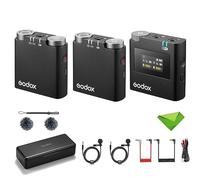 GODOX Virso M2 Wireless Lavalier Microphone, 2.4GHz Microphone 650ft(200m) Range, with Receiver and 2 Transmitter Compatible with DSLR Camera, Smartphone, etc for YouTube Interview Video Podcast Vlog