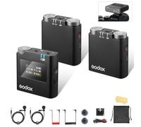 GODOX VirsoS M2 Wireless Lavalier Microphone System for Sony Camera, Mic Kit (2 TX+1 SRX+Charging Case), 200m(656ft) Range, 2.4GHz Noise Cancelling for Photography