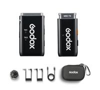 GODOX WEC Kit1 2.4G Wireless Microphone System Clip-on Microphones Noise Cancellation 200M Transmission Built-in Battery for 3.5mm Smartphone Camera Laptop