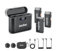 GODOX WEC kit2 Wireless Lavalier Microphone, 8H Battery Life, Dual Channel 2.4G Wireless Mic, 200m(656ft.) Range, Noise Cancelling with Charging Case for Cameras, Smartphone, PC, TikTok, YouTube