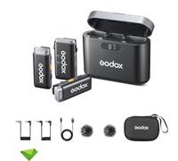 GODOX WEC Wireless Lavalier Microphone, 2.4G Lapel Mic 656FT 8H Compact Wireless Microphone for Online Class Vlog Live Stream YouTube for Camera Smartphone Tablet with Charge Case(WEC Kit 2)