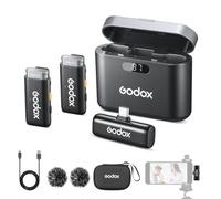 GODOX WES 2 KIT2 2.4G Wireless Mic for iphone and Android, Noise Reduction, 200m Wireless Range, Suitable for Smartphones, Tablets for Vlogging, Livestreaming (1 RX+2 TX+ Charging Case)