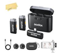 GODOX WES1 Kit2 2.4GHz Wireless Microphone System,Mini Body,70dB Signal-to-noise Ratio,48KHz 16Bit Lossless Sound,200M Stable Transmission(Dual-Channel Kit Lightning Version)