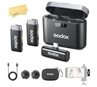 GODOX WES2 Kit2 2.4GHz Wireless Microphone System,Mini Body,70dB Signal-to-noise Ratio,48KHz 16Bit Lossless Sound,200M Stable Transmission(Dual-Channel Kit USB-C Version)