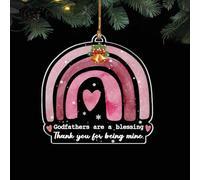 Godparents Ornament Promise to Godchild, Pink Acrylic Baptism Keepsake from Godmother Godfather, Goddaughter Godson Christening Gift, Christian Message to Godchild Christian Gift, Godparent Ideas
