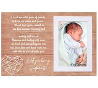 Godparents Proposal Wooden Photo Frame Gifts for Best Friends Sister Bestie BFF Godmother Godfather-Baby Gift Shower-New Baby Announcement-Baptism Presents-Will You Be My Godparents-Fits 6"x 4" Photo