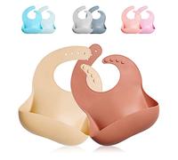 GODR7OY Silicone Baby Bib, BPA Free Waterproof Bibs, Adjustable 2PCS (Natural)